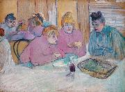 Henri  Toulouse-Lautrec The ladies in the brothel dining-room Sweden oil painting artist